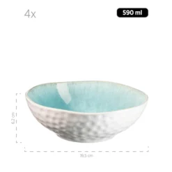 Salatschüssel-Set, Steinzeug Frozen Grün