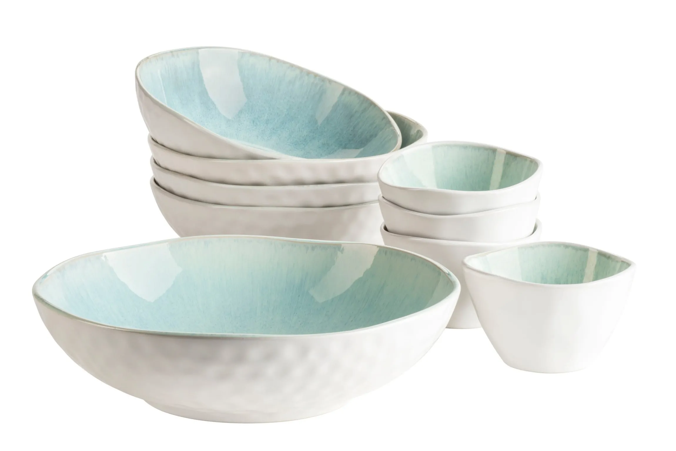 Salatschüssel-Set, Steinzeug Frozen Grün