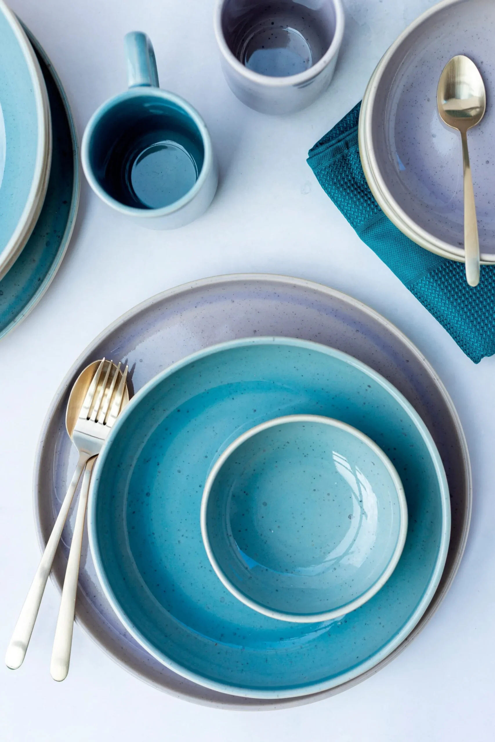 Schüssel Set, Steinzeug Candy Blau