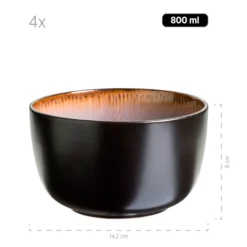 Schüssel-Set, Steinzeug Teona 4 x Schüssel