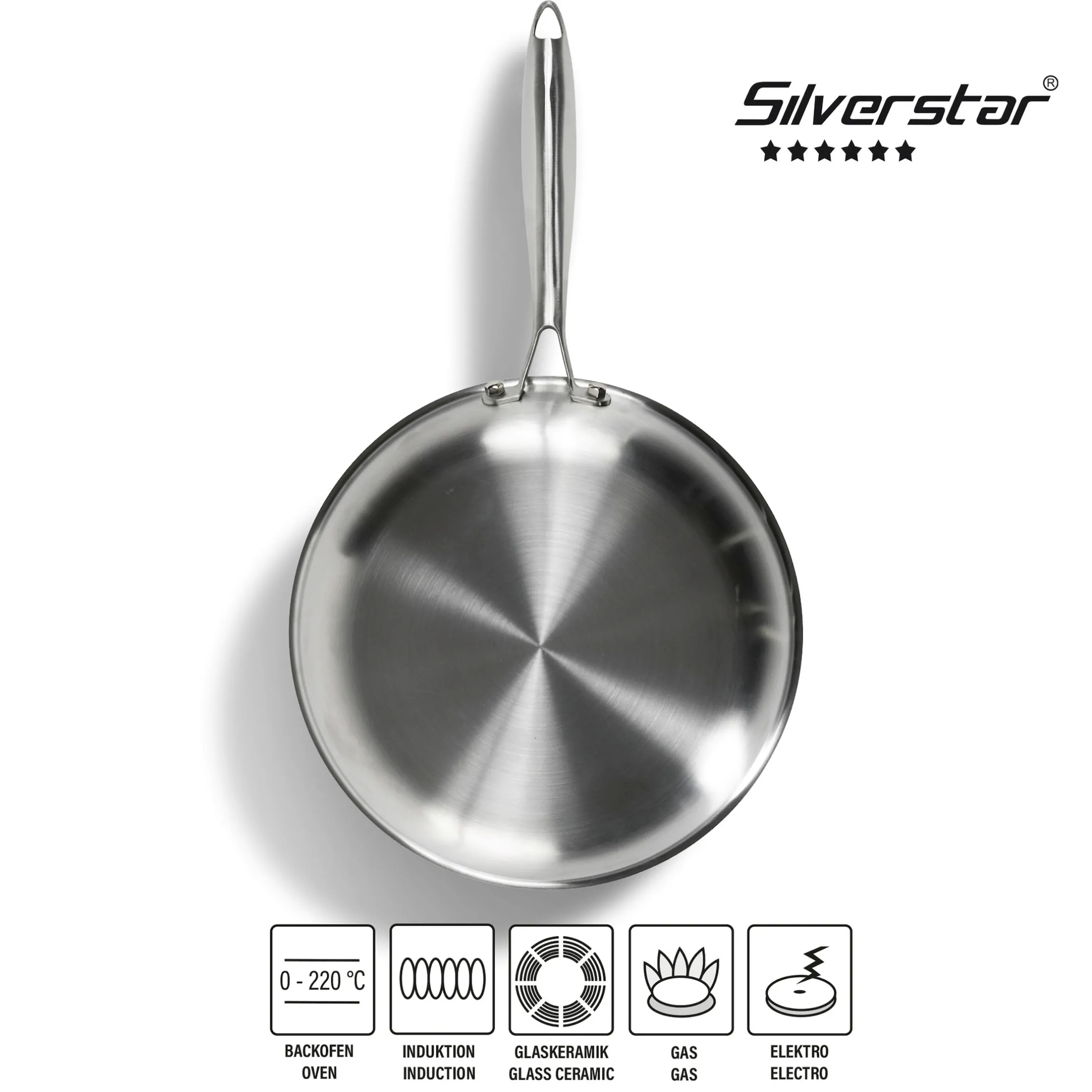 SILVERSTAR Edelstahl Pfannen-Set 7-teilig 20/24/28 | mit Deckeln
