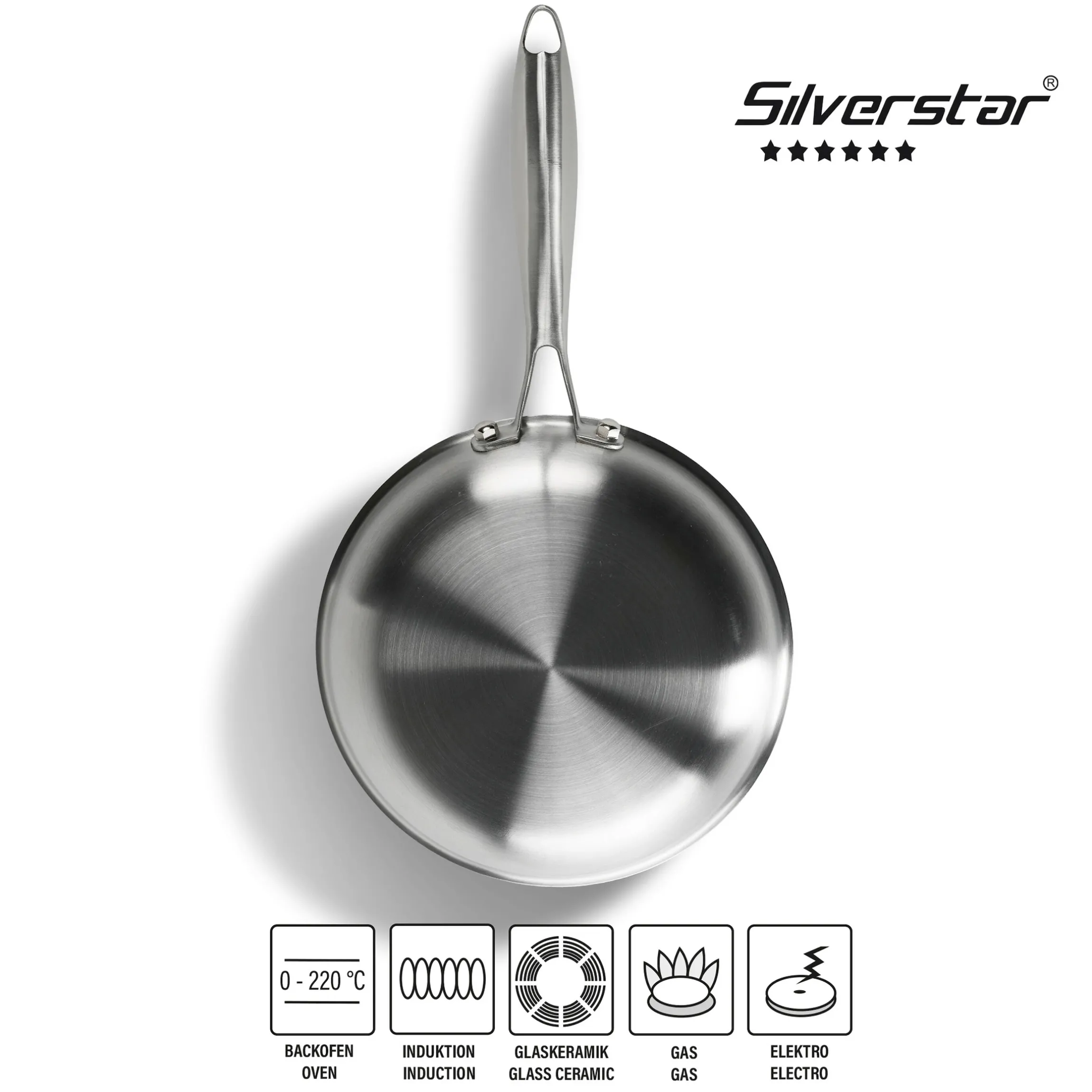 SILVERSTAR Edelstahlpfanne Bratpfanne 24 cm | ohne Deckel