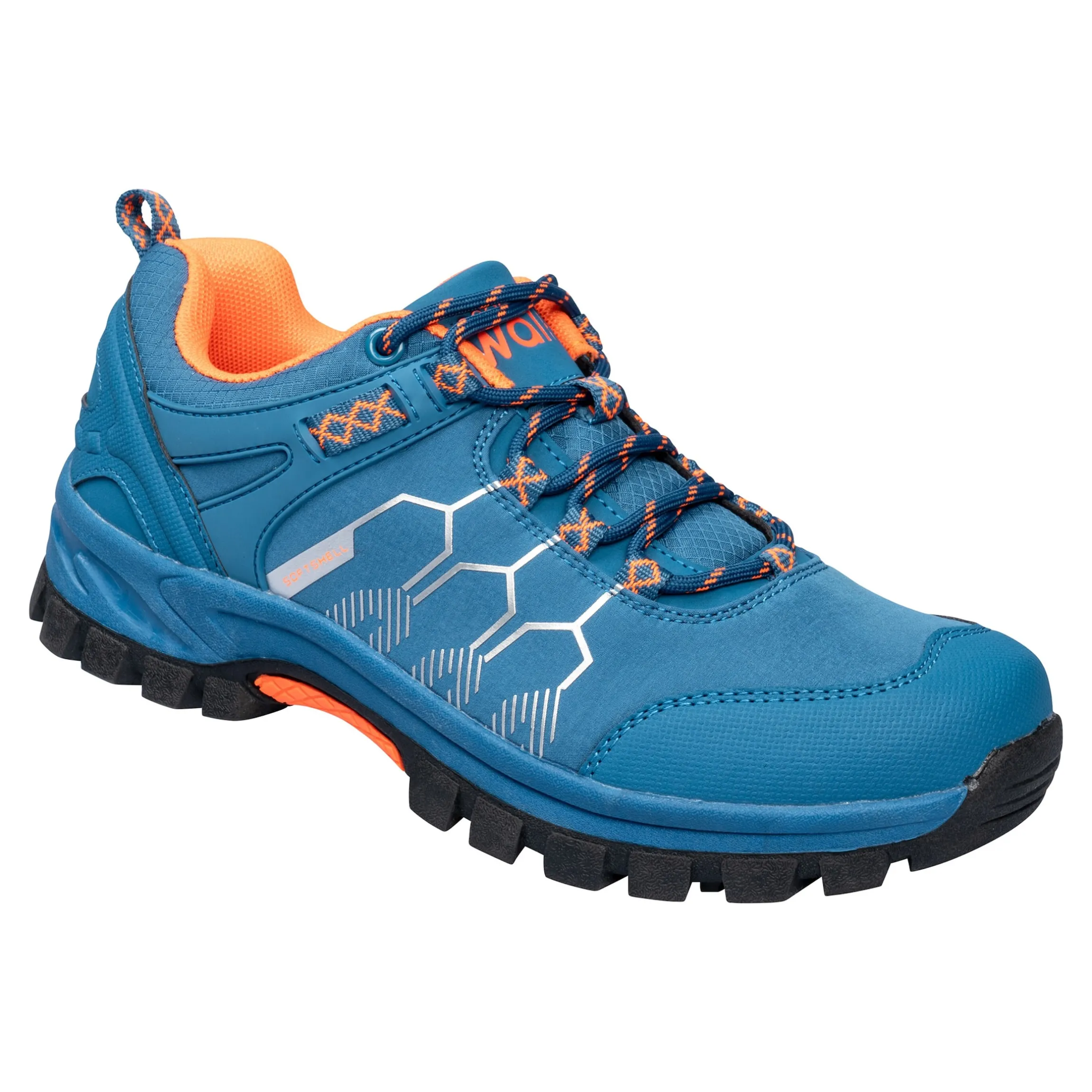 Softshell-Trekkingschuh unisex, wasserabweisend blau/orange