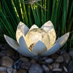 Solar-Dekoleuchte "Lotusblüte" silber