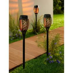 Solar-Fackelkerze „2 in 1“, 3 Stück