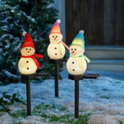 Solar-Gartenstecker „Schneemann“ rosa