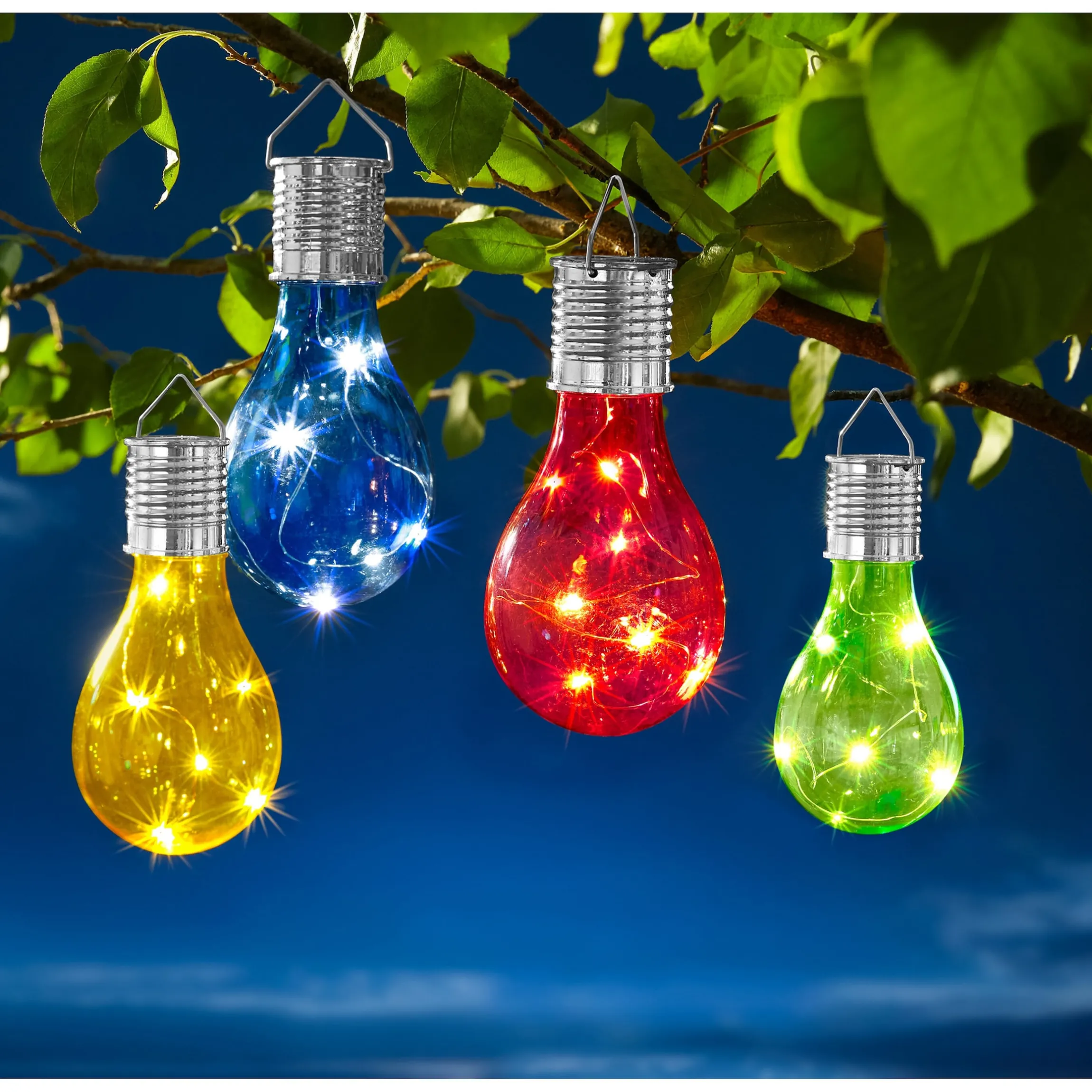 Solar-Glühbirnen "Kunterbunt", 4 Stück