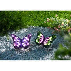 Solar-LED-Bodenleuchten „Schmetterling“, 2 Stück