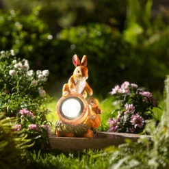 Solar-LED-Dekofigur „Hasenfreunde“