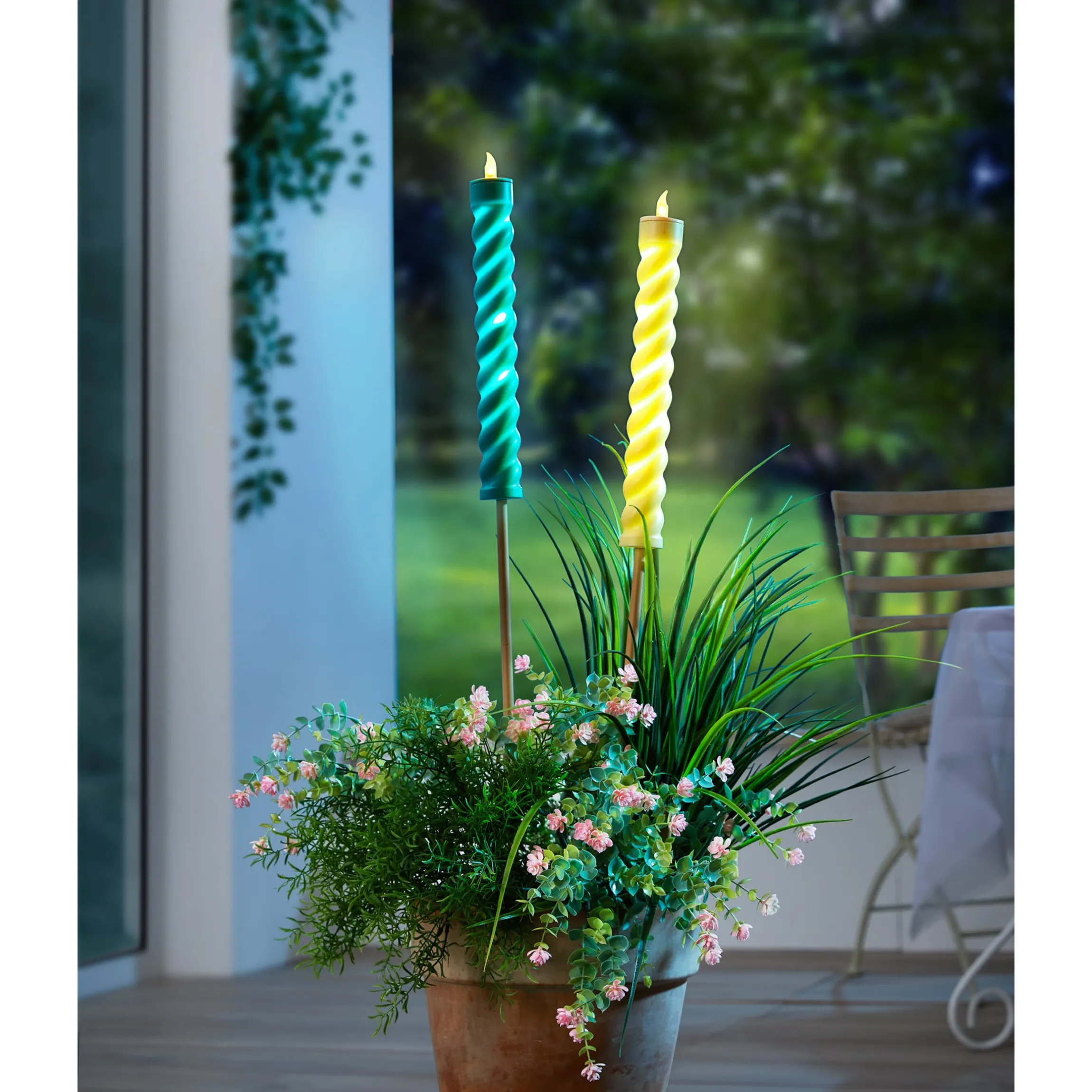 Solar-LED-Fackel „Kerze“, 2 Stück