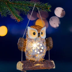 Solar-LED-Gartenfigur "Eule auf Schaukel"
