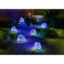 Solar-LED-Gartenfigur "Kristall bunt", 2 Stück