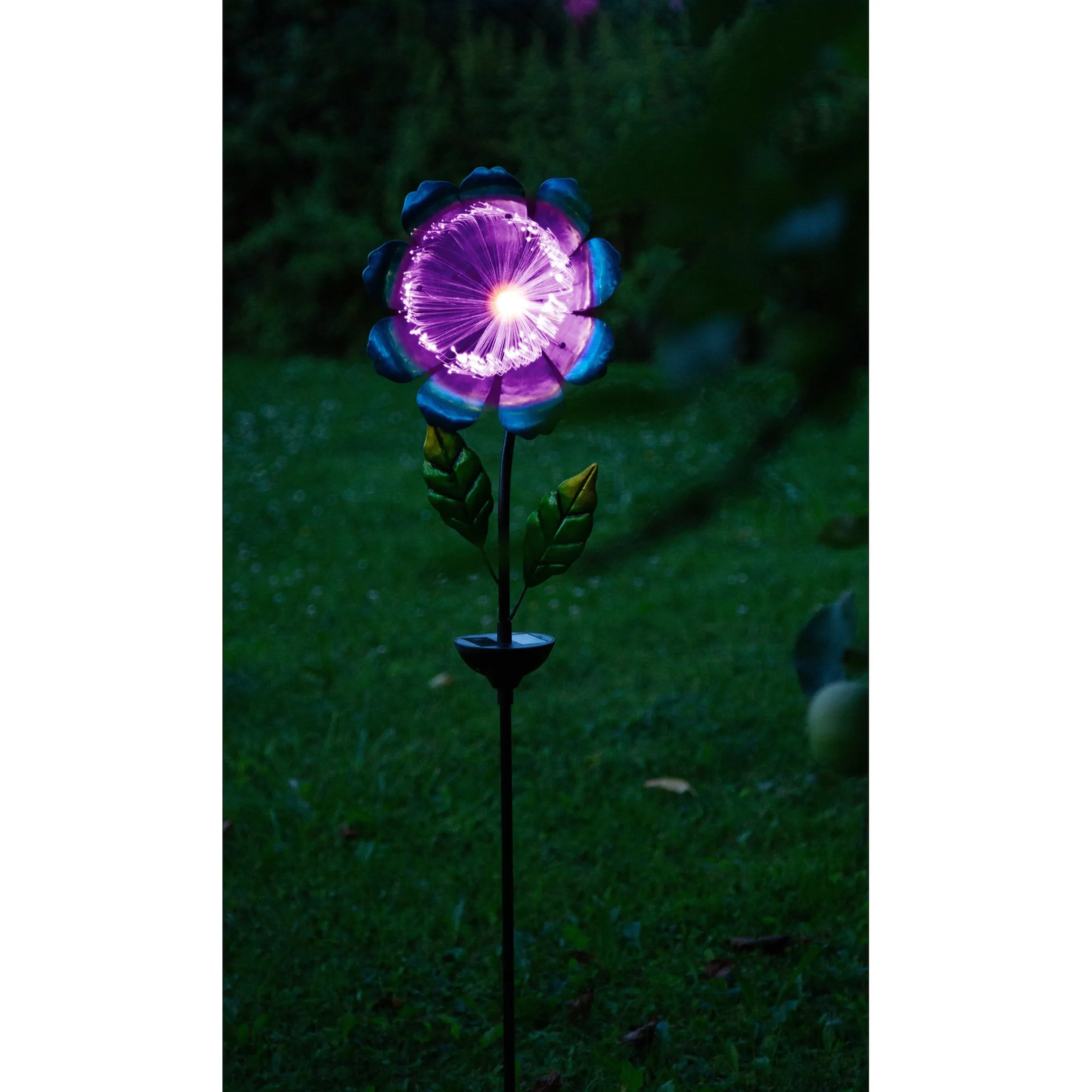Solar-LED-Gartenstecker "Blütenzauber" mit Fiberglas blau