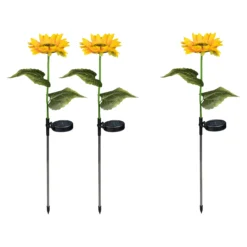 Solar-LED-Gartenstecker „Sonnenblume“, 2 Stück + 1 gratis