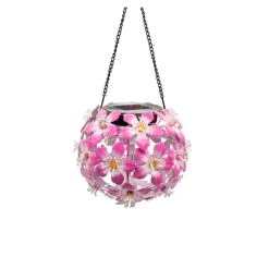 Solar-LED-Hängeleuchte "Hibiskus" pink