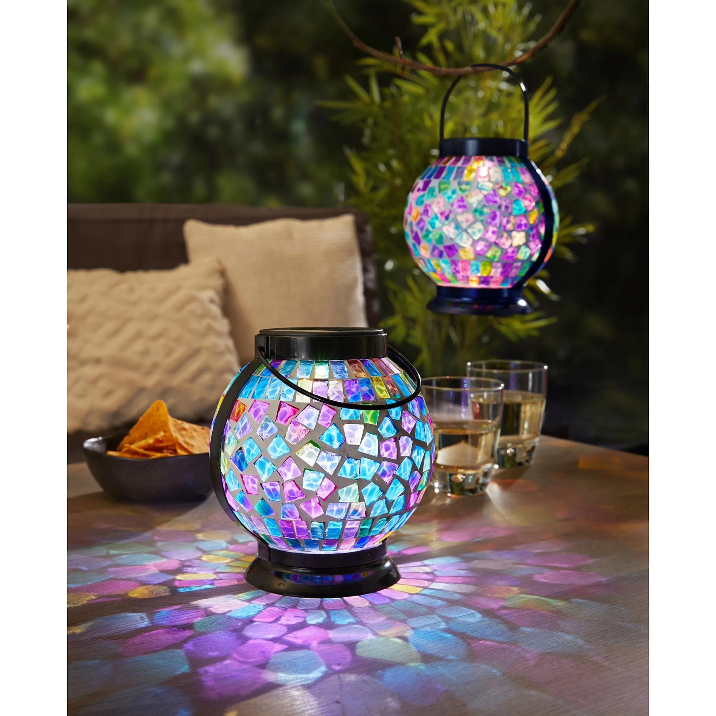 Solar-LED-Mosaik-Hängelaterne "2 in 1"