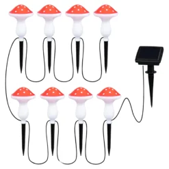 Solar-LED-Stecker „Fliegenpilz“, 8 Stück