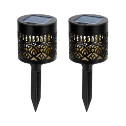 Solar-LED-Wandleuchte & Gartenstecker „Schattenspiel“, 2 Stück