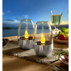 Solar-LED-Windlicht, 2 Stück