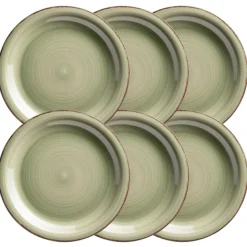 Speiseteller-Set, Steingut LUMACA Olivgrün