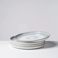 Speiseteller-Set, Steinzeug TIEFER SEE Grau / Weiß