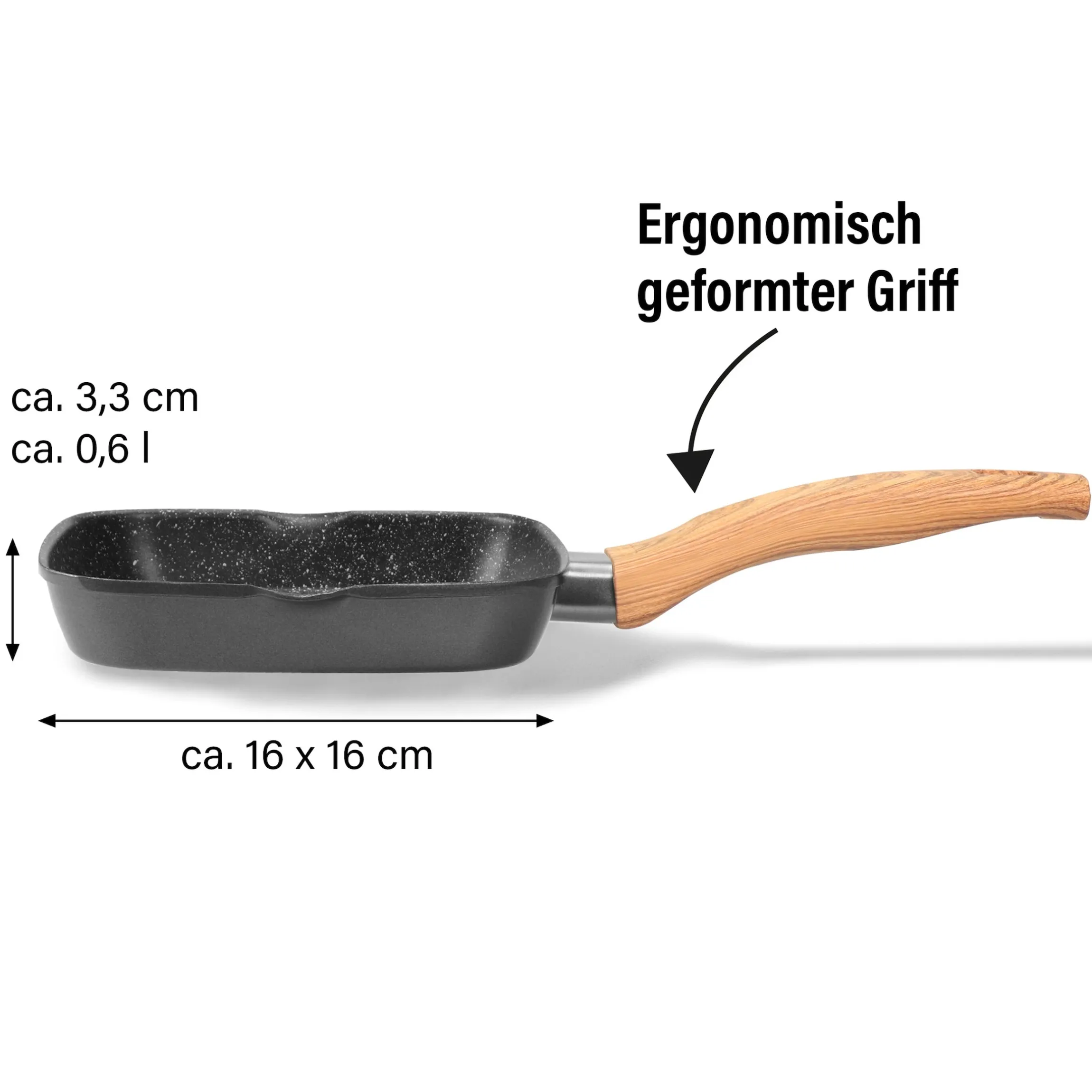 STONELINE Back to Nature Grillpfanne 16 cm | ohne Deckel - Holzoptik