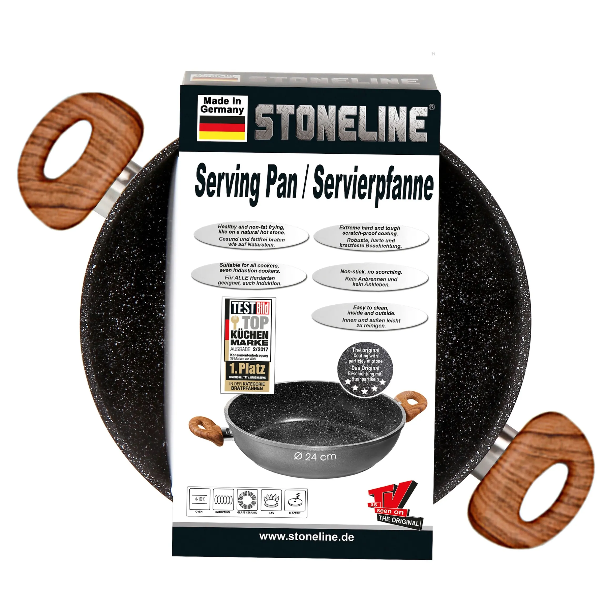 STONELINE Back to Nature Servierpfanne 24 cm | Holzoptik