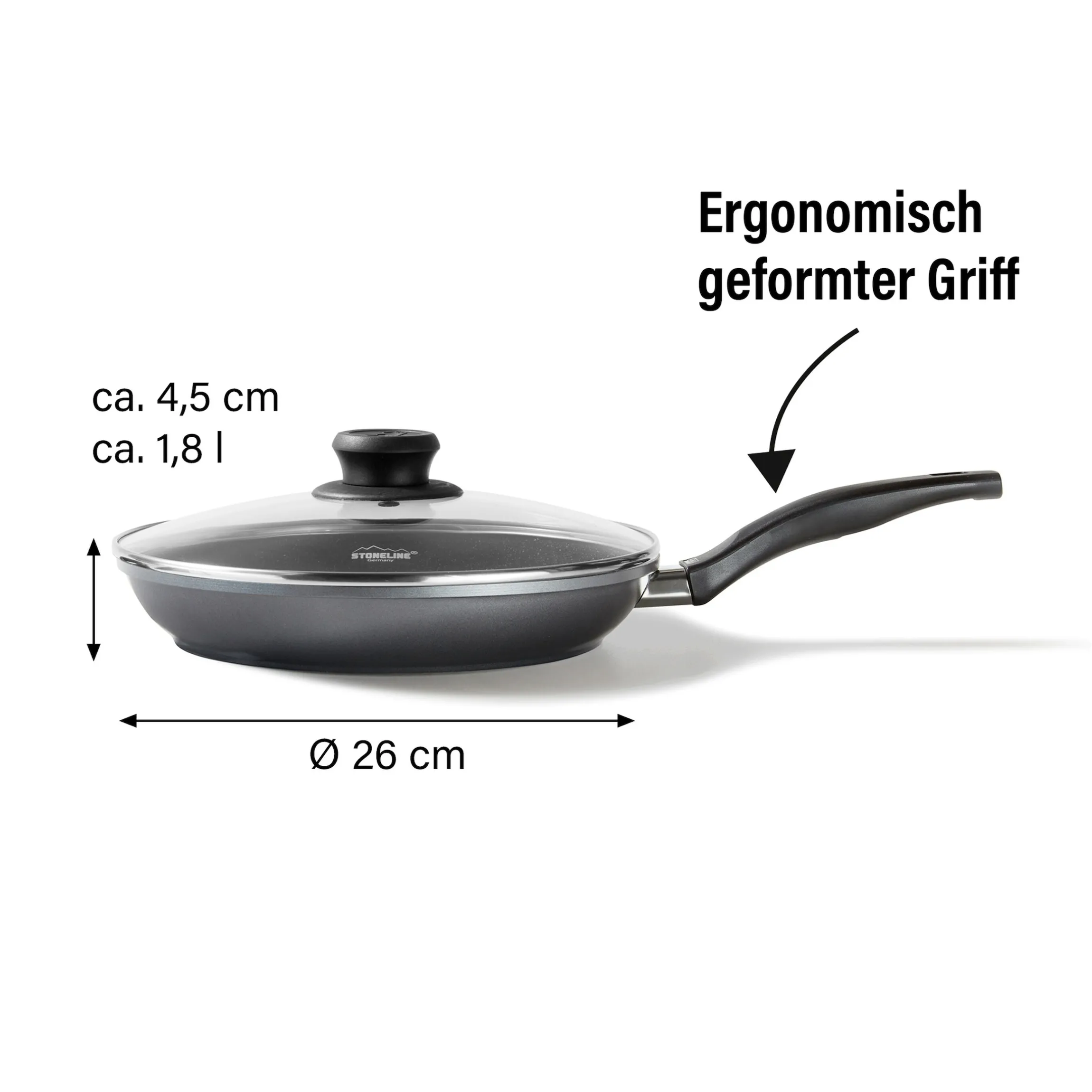 STONELINE Bratpfanne 26 cm | mit Deckel