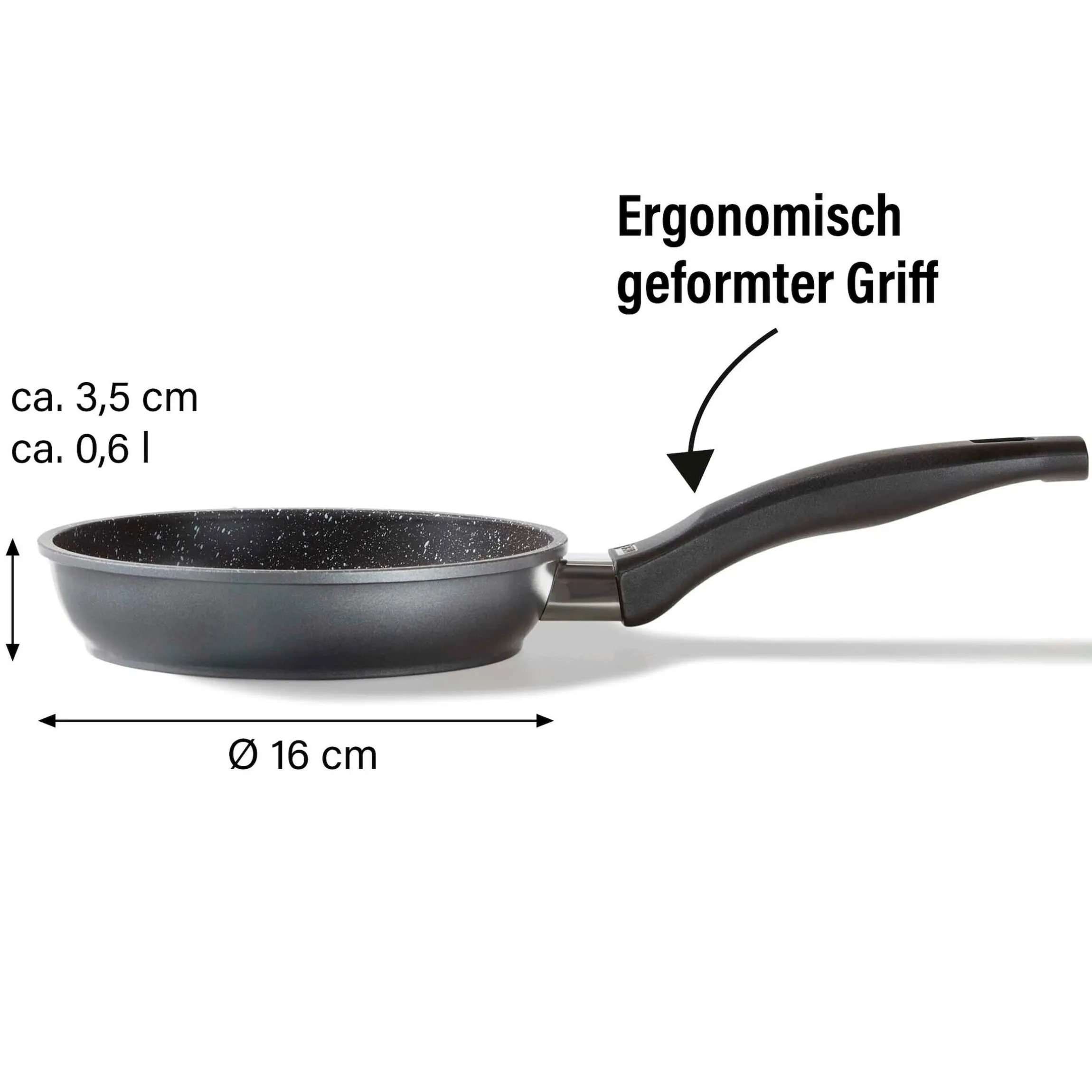 STONELINE Bratpfanne 16 cm | ohne Deckel - Schwarz