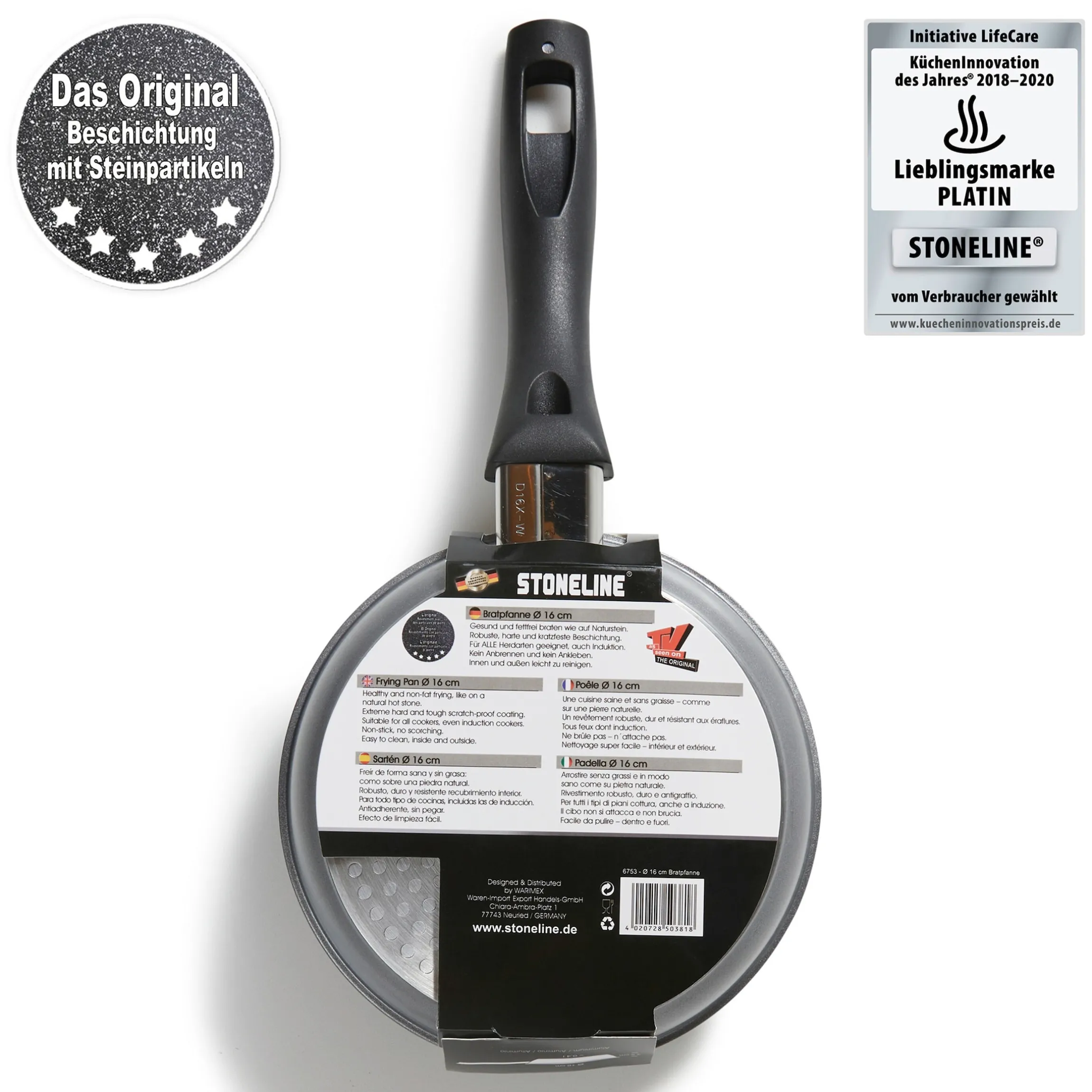 STONELINE Bratpfanne 16 cm | ohne Deckel - Schwarz