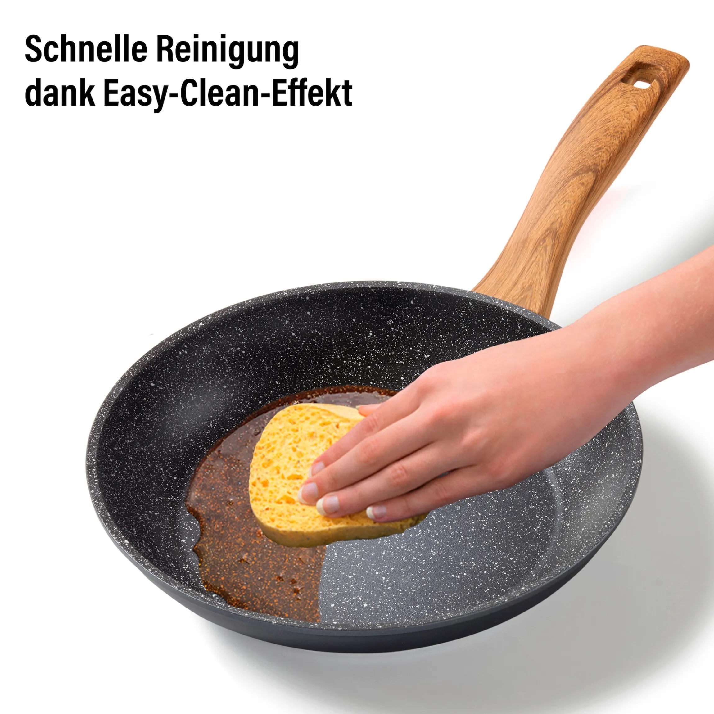 STONELINE Bratpfanne 24 cm | ohne Deckel - Holzoptik