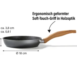 STONELINE Bratpfanne 18 cm | ohne Deckel - Holzoptik