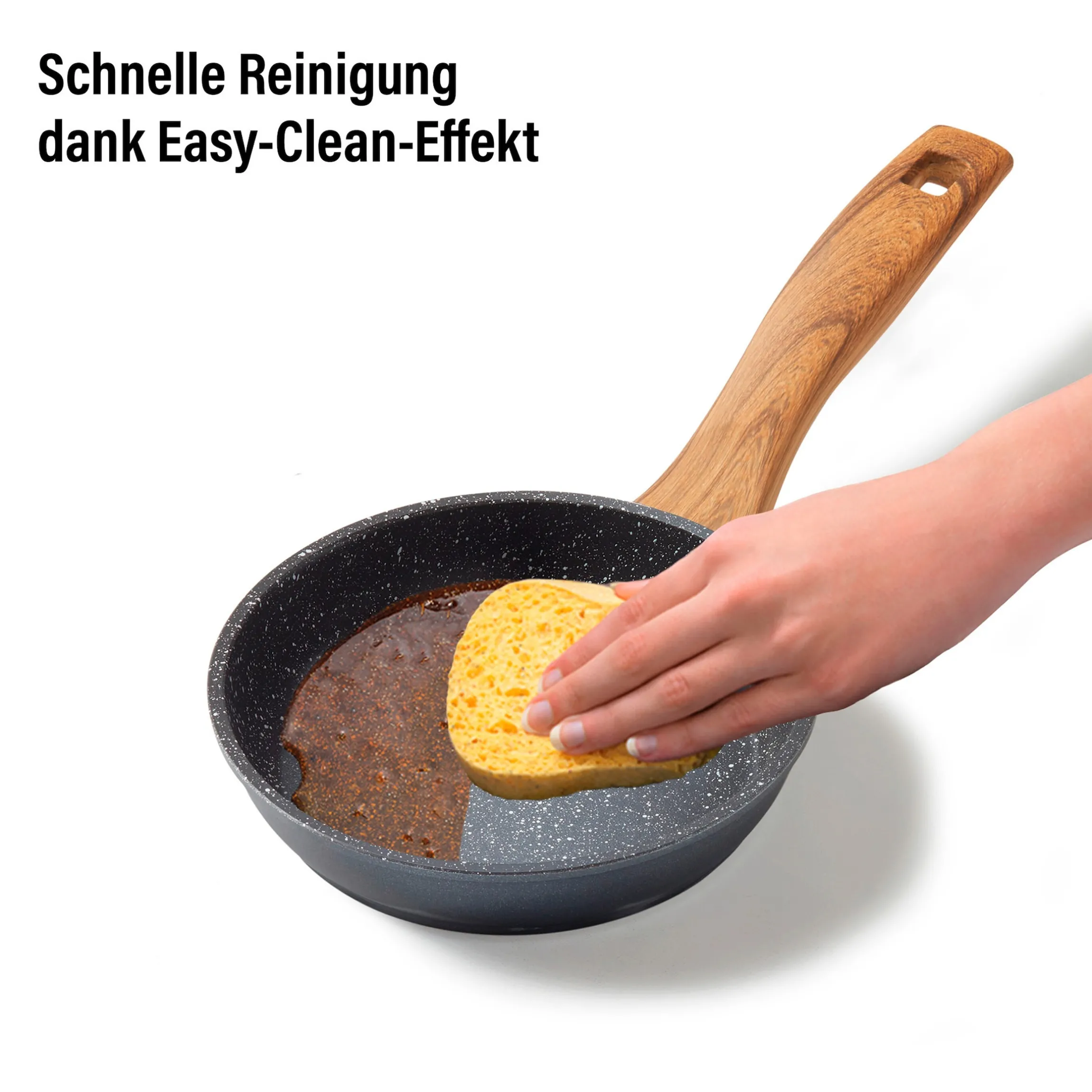 STONELINE Bratpfanne 18 cm | ohne Deckel - Holzoptik