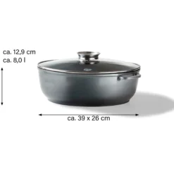 STONELINE Bräter Schmortopf Oval 39x26 cm | mit Deckel