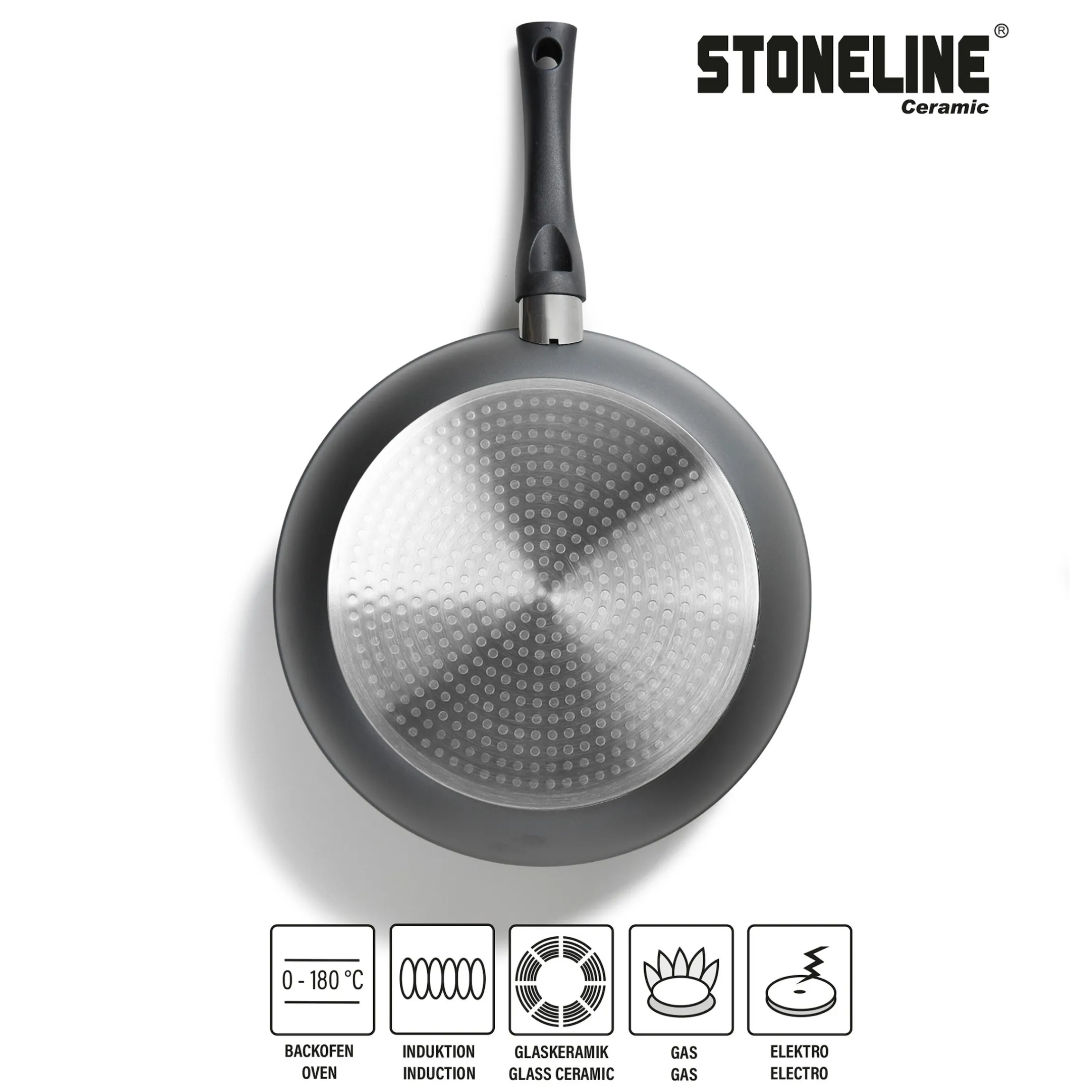 STONELINE CERAMIC Keramik Bratpfanne 24 cm | mit Deckel