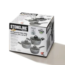 STONELINE CERAMIC Keramik Kochgeschirr-Set 6-teilig 18/20/24 | mit Deckeln
