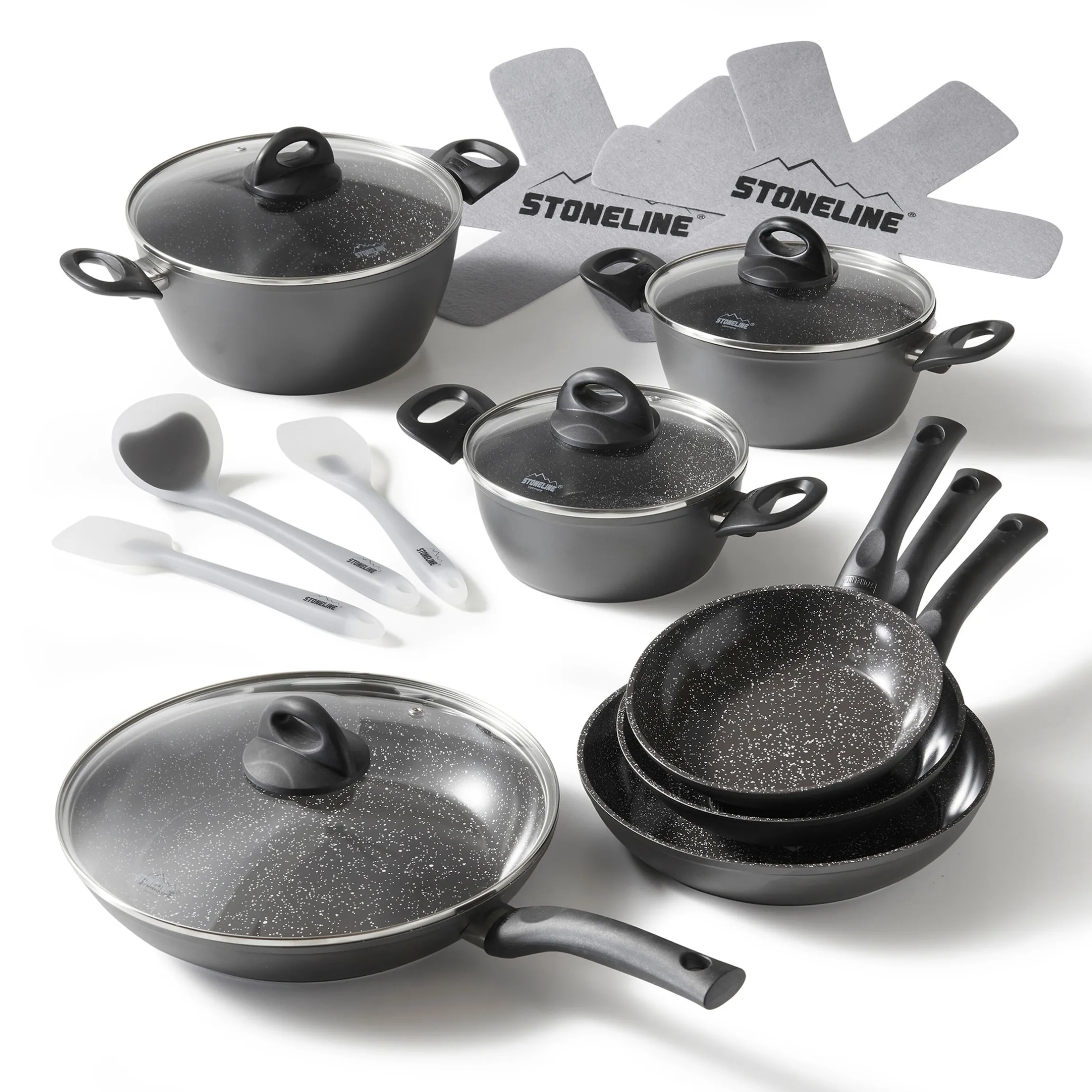 STONELINE CERAMIC Keramik Kochgeschirr-Set 16-teilig 18/20/24/28 | mit Deckeln
