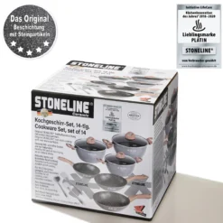 STONELINE CERAMIC Keramik Kochgeschirr-Set 14-teilig | mit Deckeln - Holzoptik