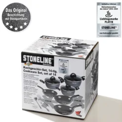 STONELINE CERAMIC Keramik Kochgeschirr-Set 14-teilig | mit Deckeln - Schwarz