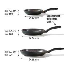 STONELINE CERAMIC Keramik Pfannen-Set 3-teilig 20/24/28 | ohne Deckel