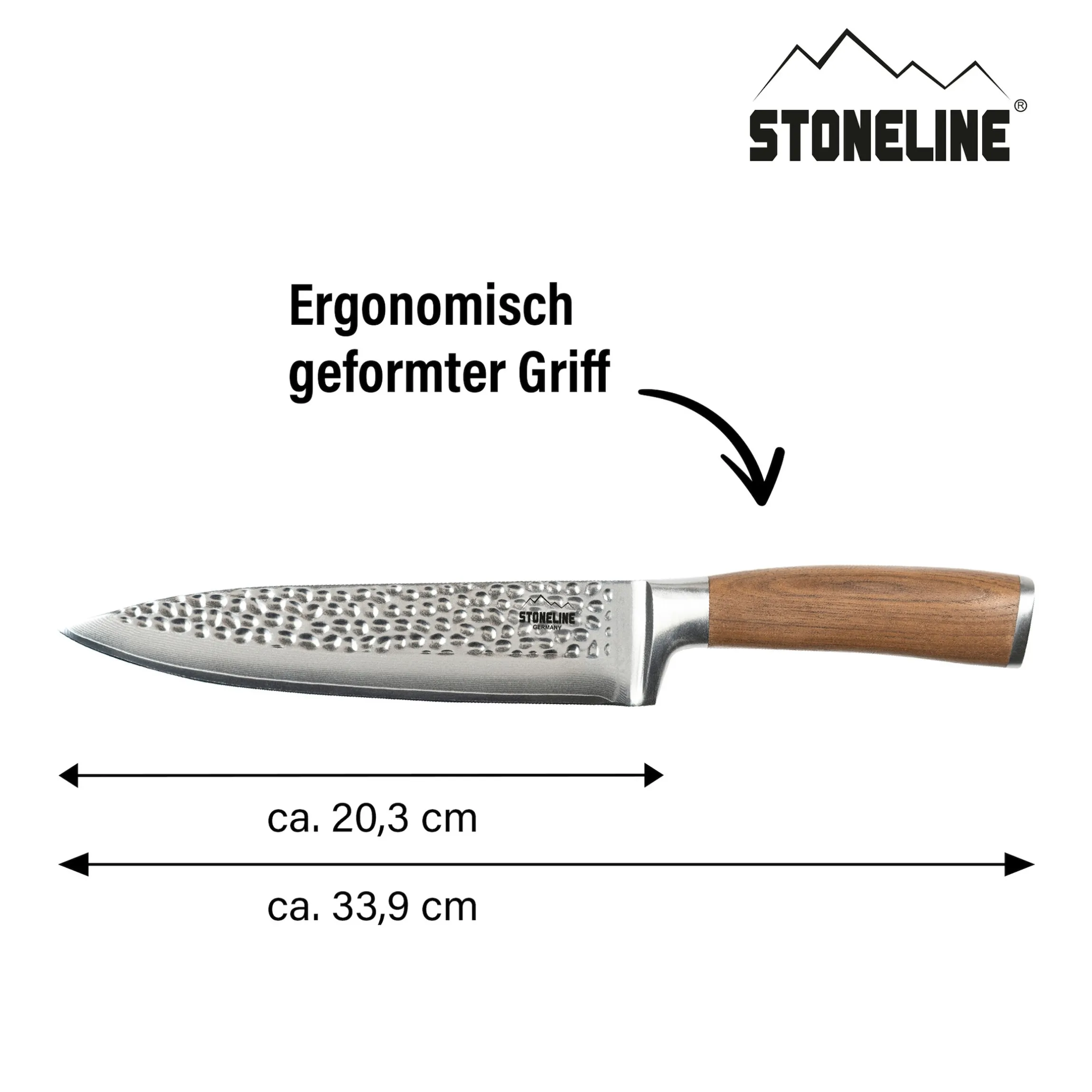 STONELINE Chefmesser 34 cm | 67 Lagen Damastmesser