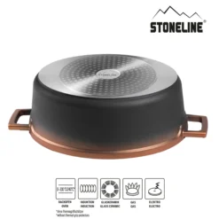 STONELINE Cocotte Bräter Oval 32x25 cm Roségold | mit Deckel