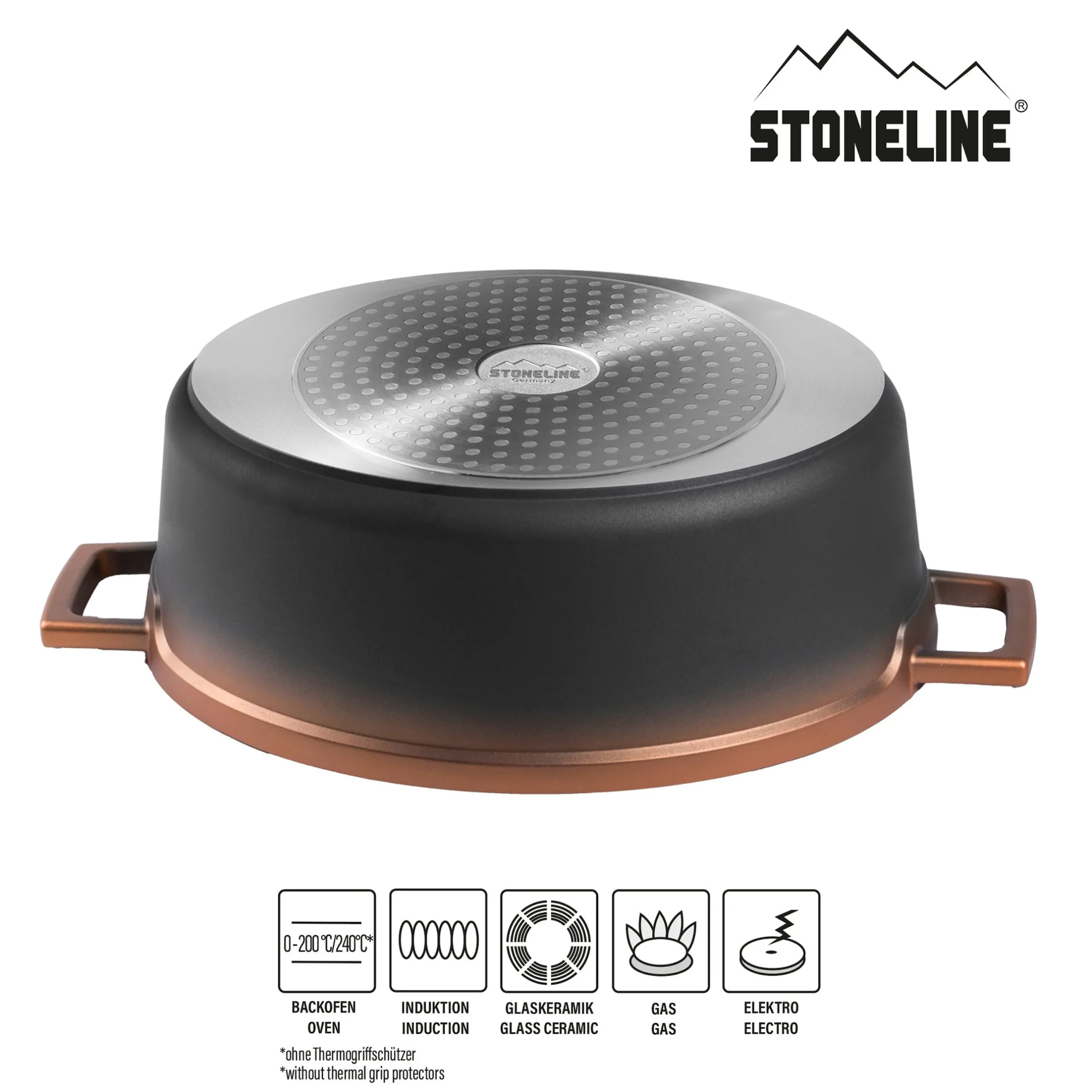 STONELINE Cocotte Bräter Oval 32x25 cm Roségold | mit Deckel