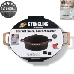 STONELINE Cocotte Bräter Oval 32x25 cm Roségold | mit Deckel