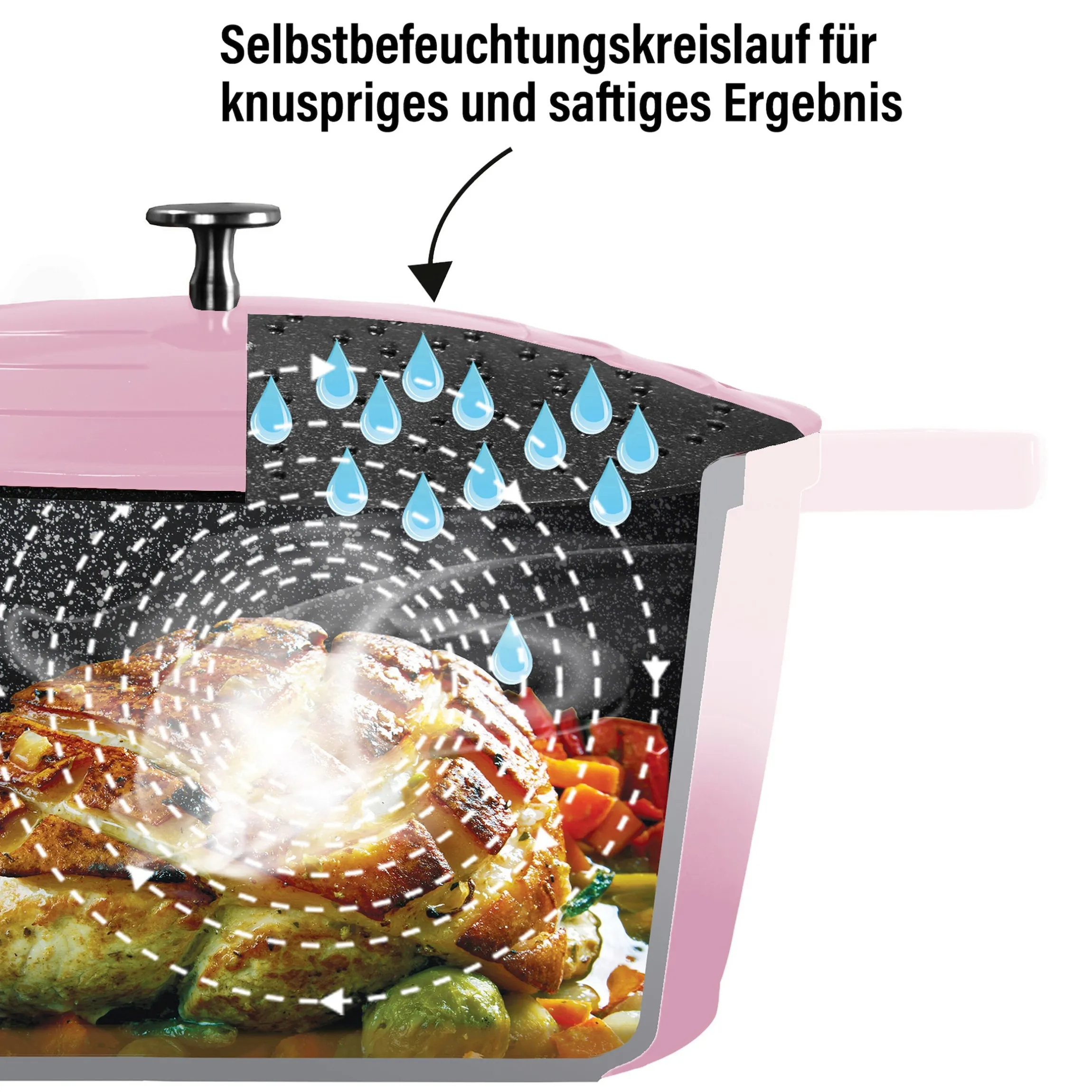 STONELINE Cocotte Bräter Oval 32x25 cm Rosa | mit Deckel