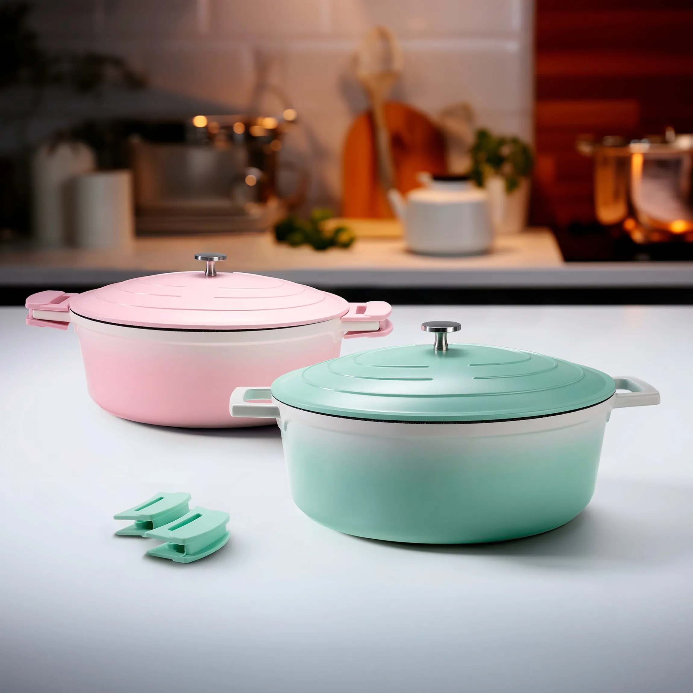 STONELINE Cocotte Bräter Oval 32x25 cm Rosa | mit Deckel