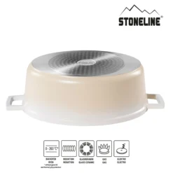 STONELINE Cocotte Bräter Oval 32x25 cm Creme | mit Deckel