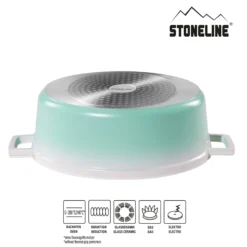 STONELINE Cocotte Bräter Oval 32x25 cm Mint | mit Deckel