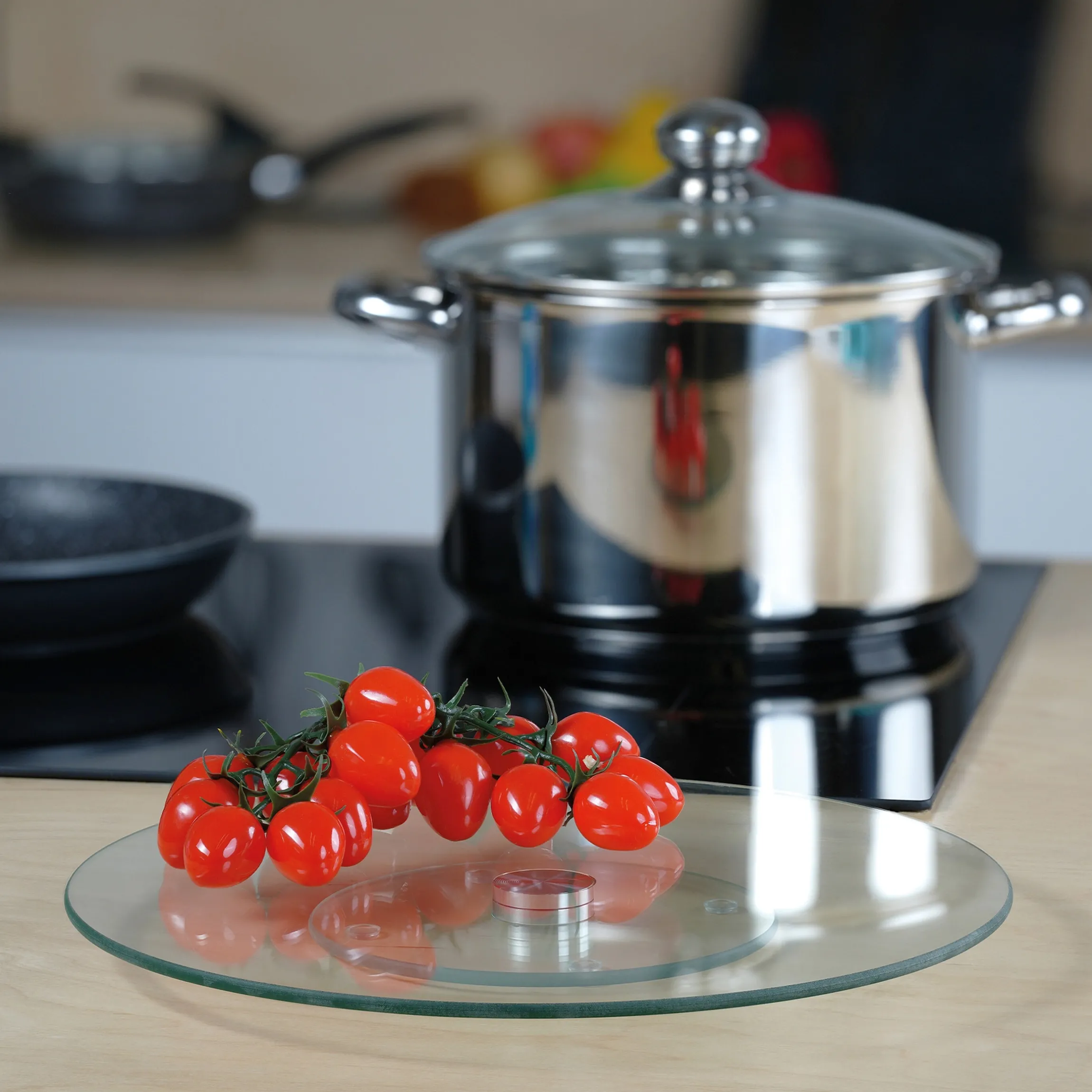 STONELINE Drehbare Glas Servierplatte Tortenplatte 32 cm | Transparent
