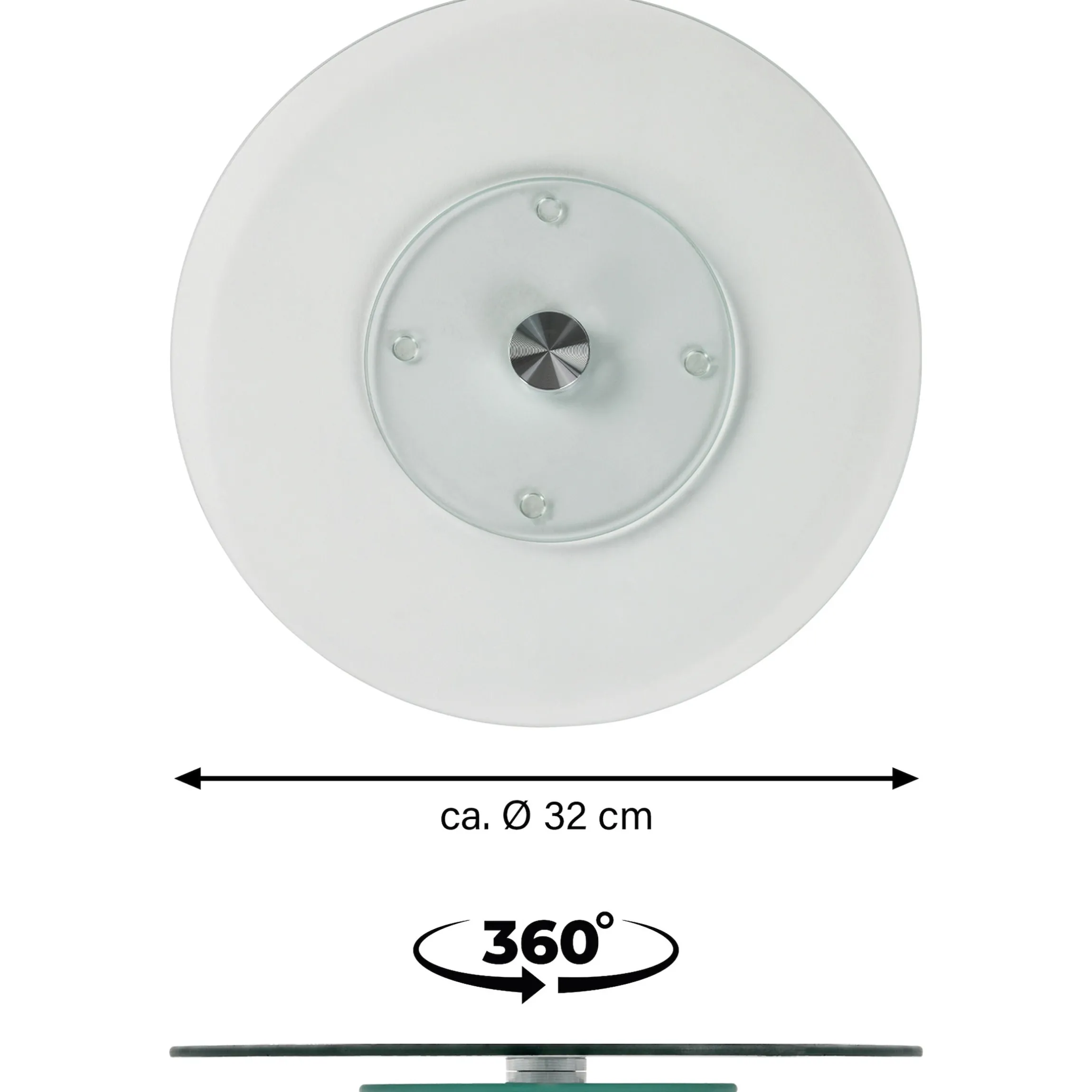 STONELINE Drehbare Glas Servierplatte Tortenplatte 32 cm | Transparent
